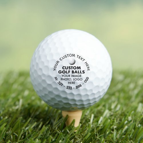 Custom Golf Balls TEXT WRAP - Ball on Tee Custom Golf Balls TEXT WRAP - Ball on Tee
