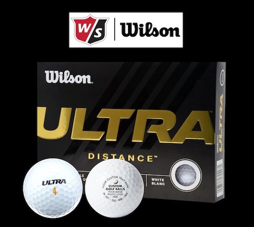Custom printed personalized Wilson Ultra 500 Distance golf balls Custom printed personalized Titleist Pro V1 golf balls