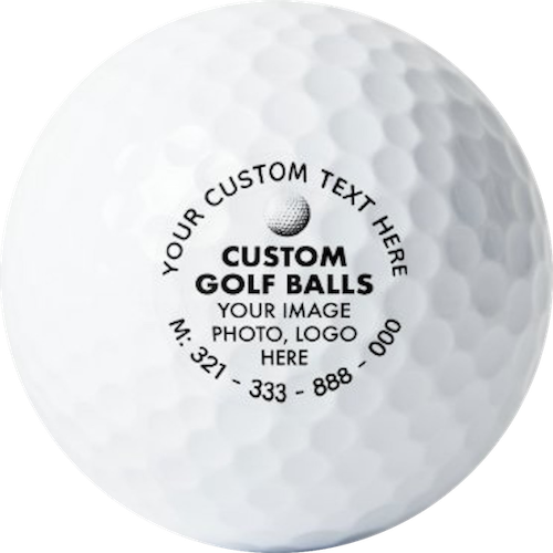 Personalized modern 2-line contact details text wrap around a custom logo or photo personal or promotional - one of many customizable golf ball templates Personalized modern 2-line contact details text wrap around a custom logo or photo personal or promotional - one of many customizable golf ball templates.