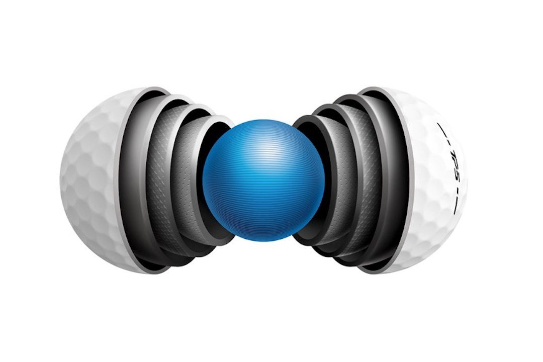 TaylorMade TP5 Golf Ball 5-Layer Construction 1 - designed to maximize core through mantle layer stiffness deltas TaylorMade TP5 Golf Ball 5-Layer Construction 1 - designed to maximize core through mantle layer stiffness deltas