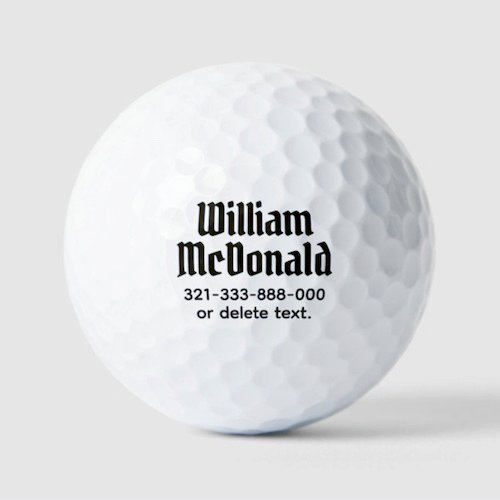 Make your own personalised golf balls. PIRATA ONE font medieval, gothic text custom golf balls. Bold, highly readable typeface. Your name on a golf ball Make your own personalised golf balls. PIRATA ONE font medieval, gothic text custom golf balls. Bold, highly readable typeface. Your name on a golf ball.